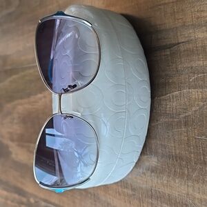 Coach Aviator Sunglasses, Gold and Teal with Gray Lenses